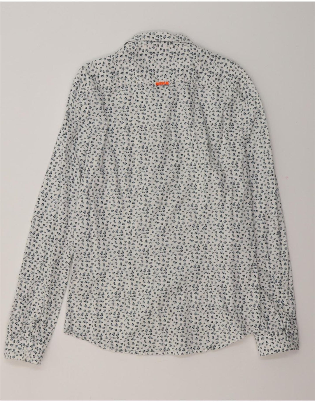 SUPERDRY Camisa ajustada de algodón con estampado floral blanco grande para hombre