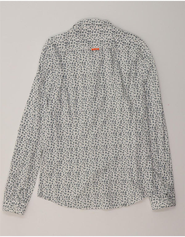 SUPERDRY Camisa ajustada de algodón con estampado floral blanco grande para hombre