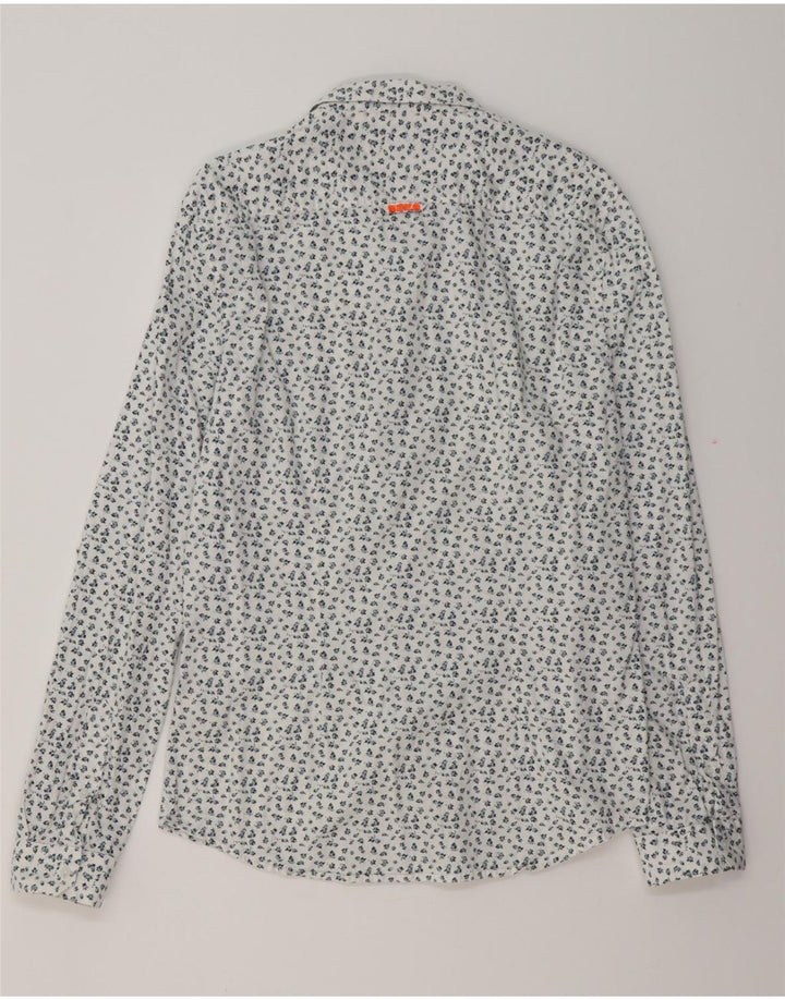 SUPERDRY Camisa ajustada de algodón con estampado floral blanco grande para hombre