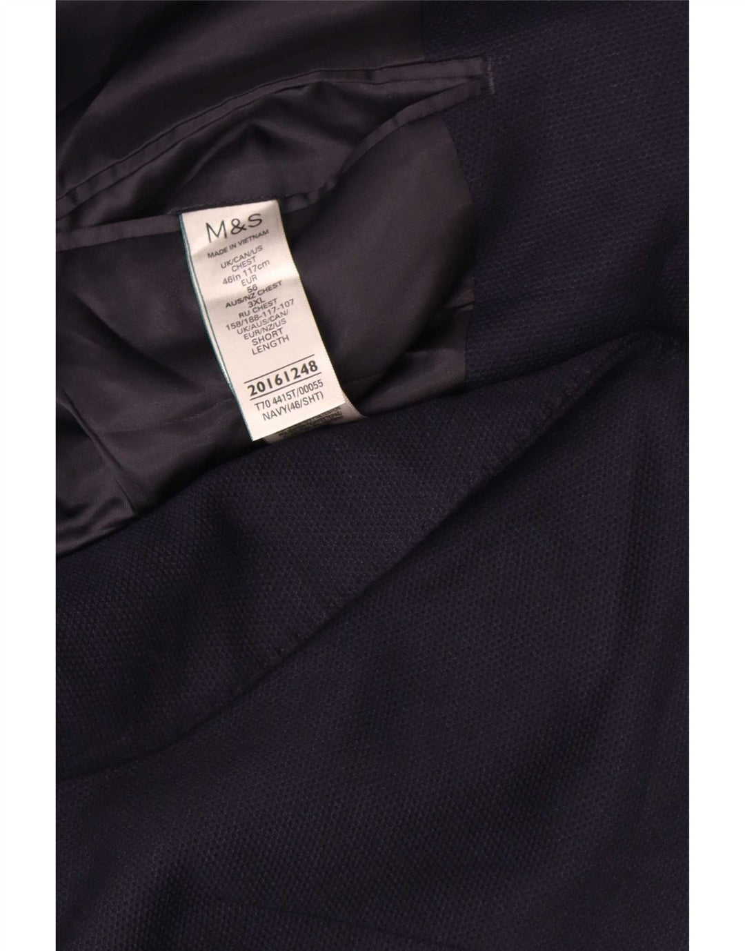 Marks & Spencer Chaqueta tipo blazer corta con 2 botones para hombre UK 46 3XL Azul marino