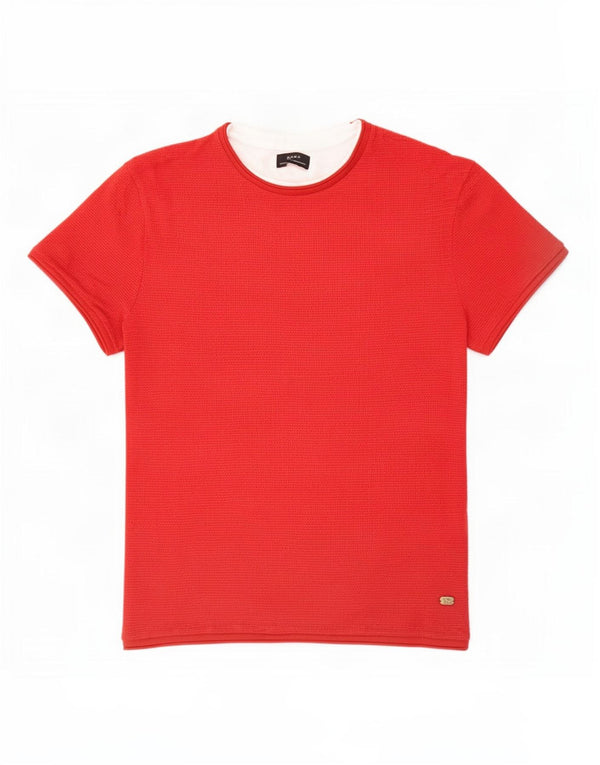 Zara Hombre Camiseta Top XL Rojo Algodón