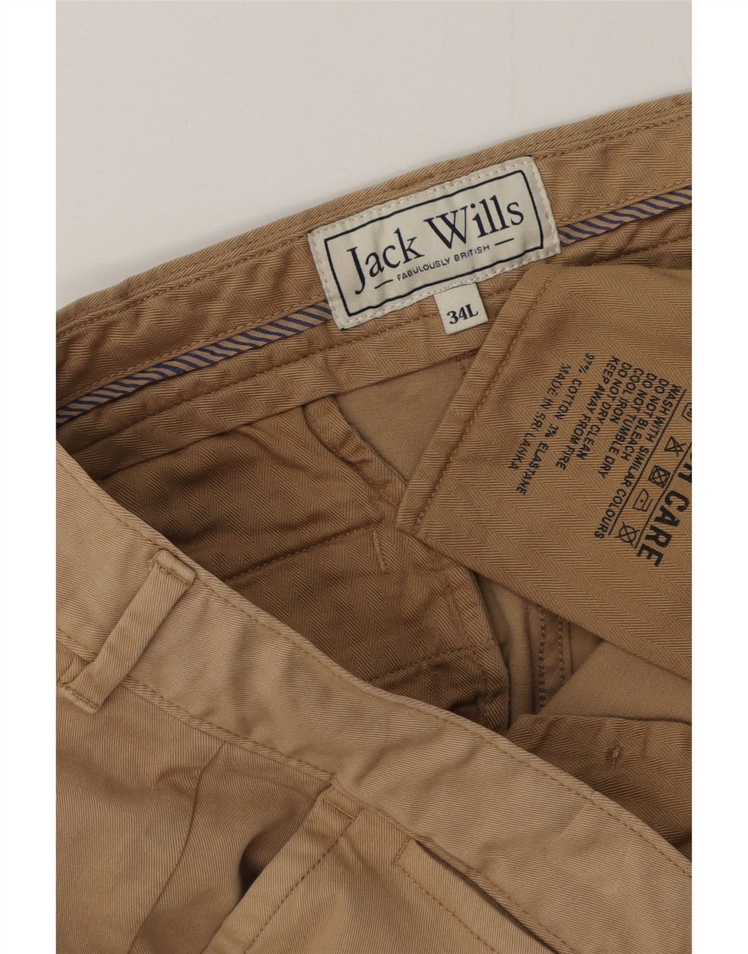 JACK WILLS Pantalón chino ajustado para hombre W34 L34 Algodón beige