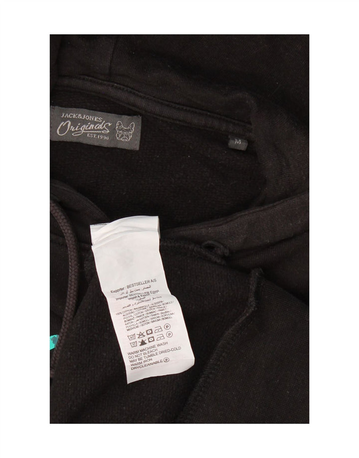 JACK & JONES Mens Graphic Hoodie Jumper Medium Black Vintage Jack & Jones and Second-Hand Jack & Jones from Messina Hembry 