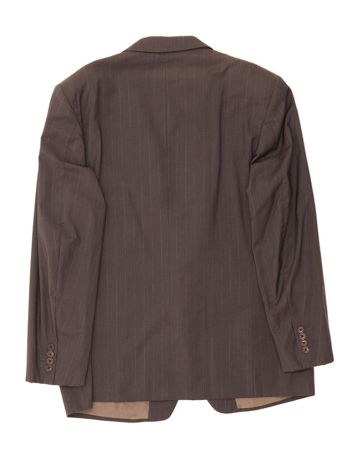 TRUSSARDI Mens 2 Button Blazer Jacket IT 54 2XL Grey Pinstripe Virgin Wool Vintage Trussardi and Second-Hand Trussardi from Messina Hembry 