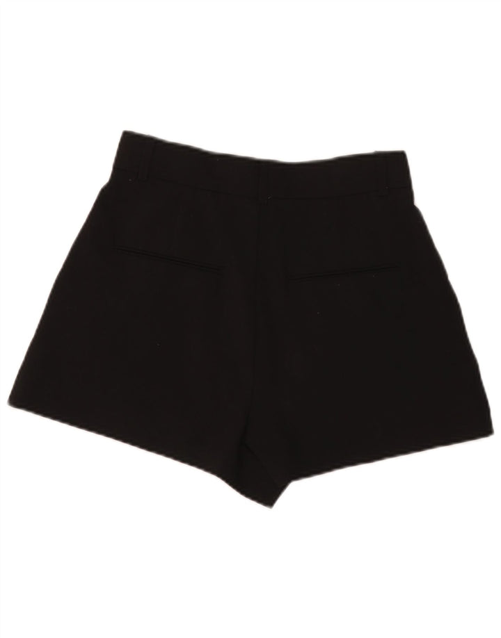 Zara Mujer Pantalones Cortos De Cintura Alta Pequeños W26 Poliéster Negro