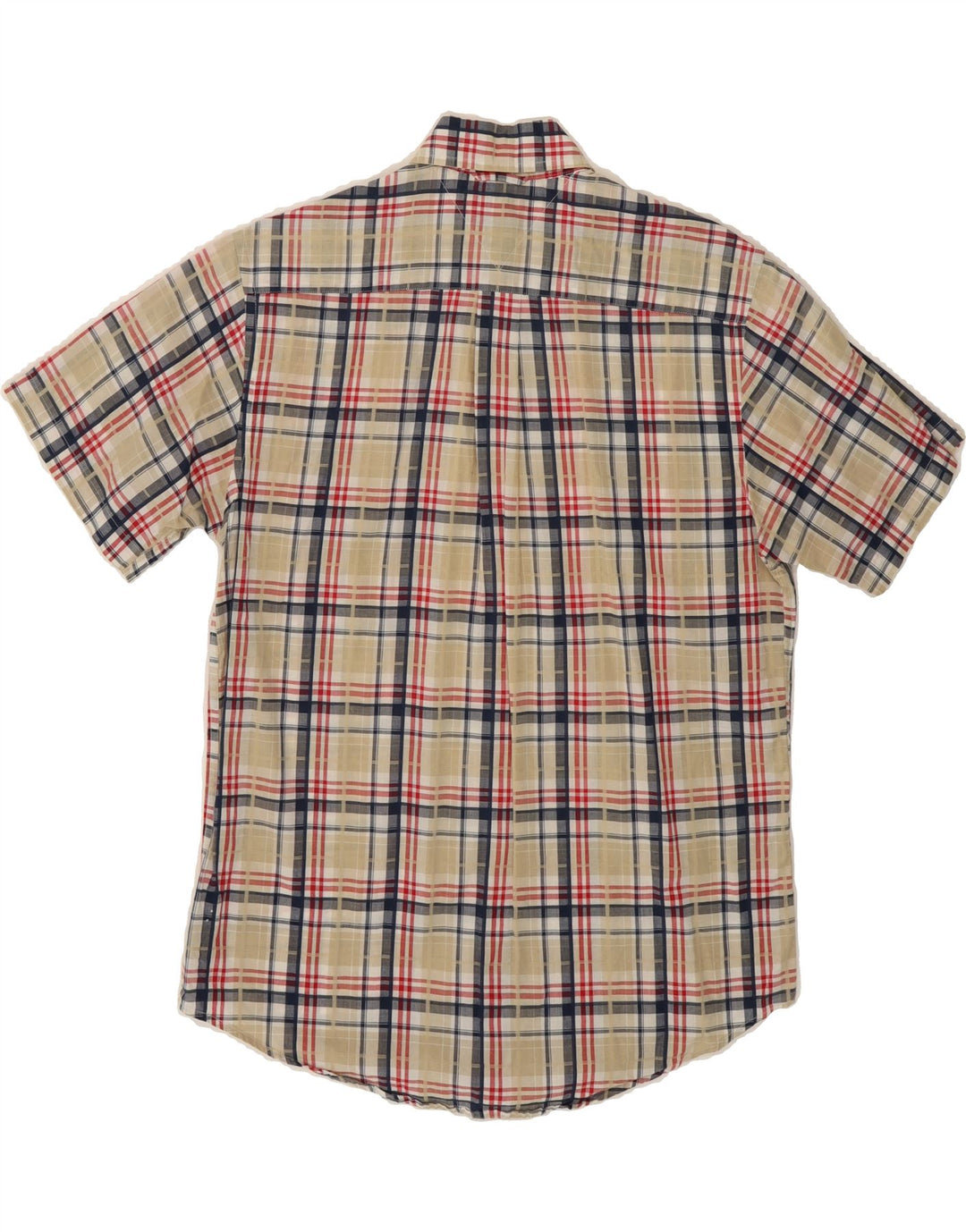 TOMMY HILFIGER Mens Short Sleeve Shirt Small Beige Check Vintage Tommy Hilfiger and Second-Hand Tommy Hilfiger from Messina Hembry 
