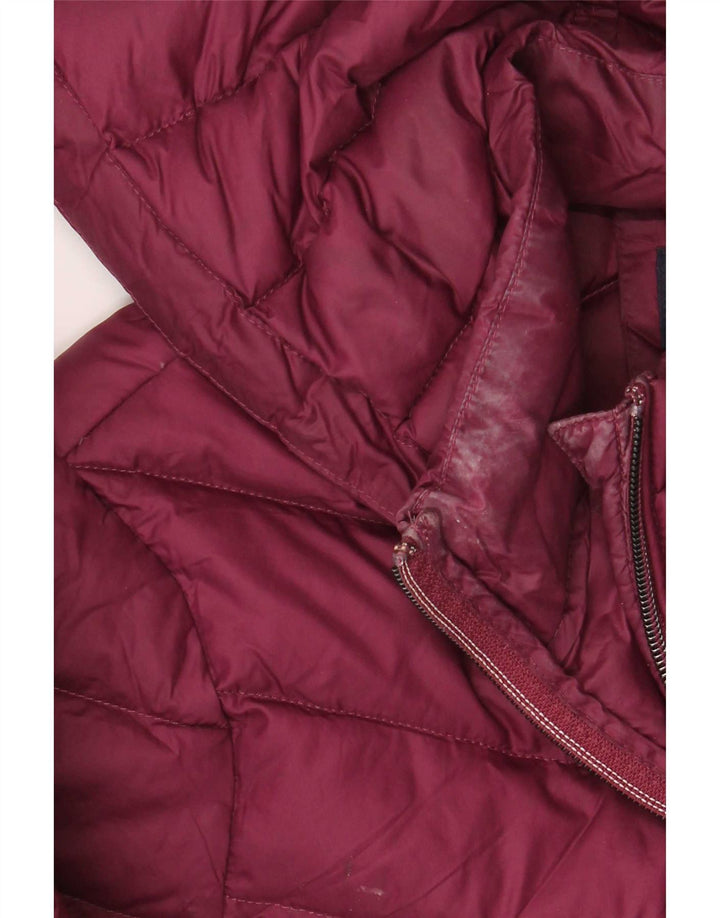 Marks & Spencer Abrigo acolchado con capucha para mujer UK 42 Medio Borgoña Poliamida