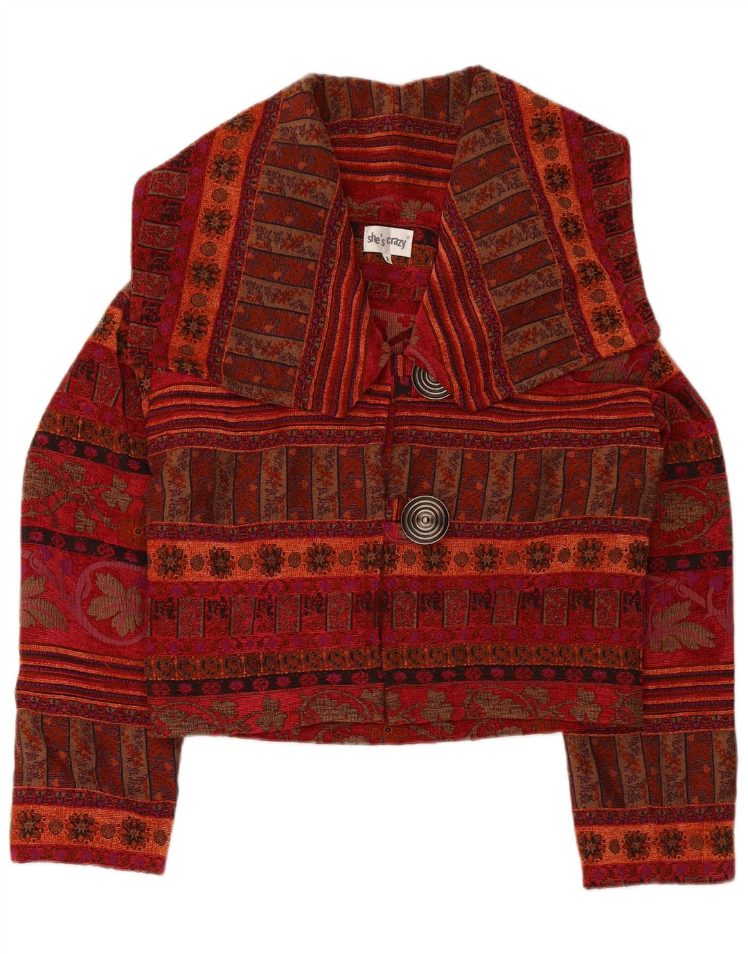 SHE'S CRAZY Chaqueta tipo blazer de gran tamaño para mujer US 2 XS Borgoña Floral