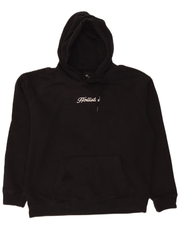Hollister Hombre Sudadera Con Capucha Gráfica Jersey Grande De Algodón Negro