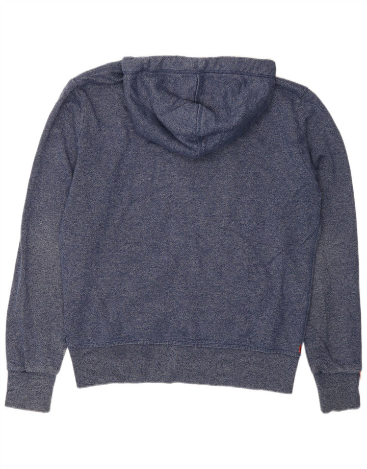 SUPERDRY Suéter con capucha y cremallera para hombre XL Algodón moteado azul marino
