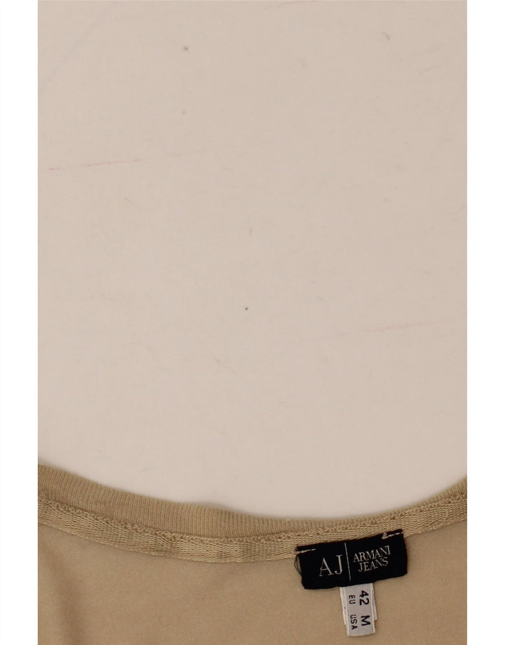 ARMANI JEANS Camiseta gráfica para mujer Top EU 42 Large Beige