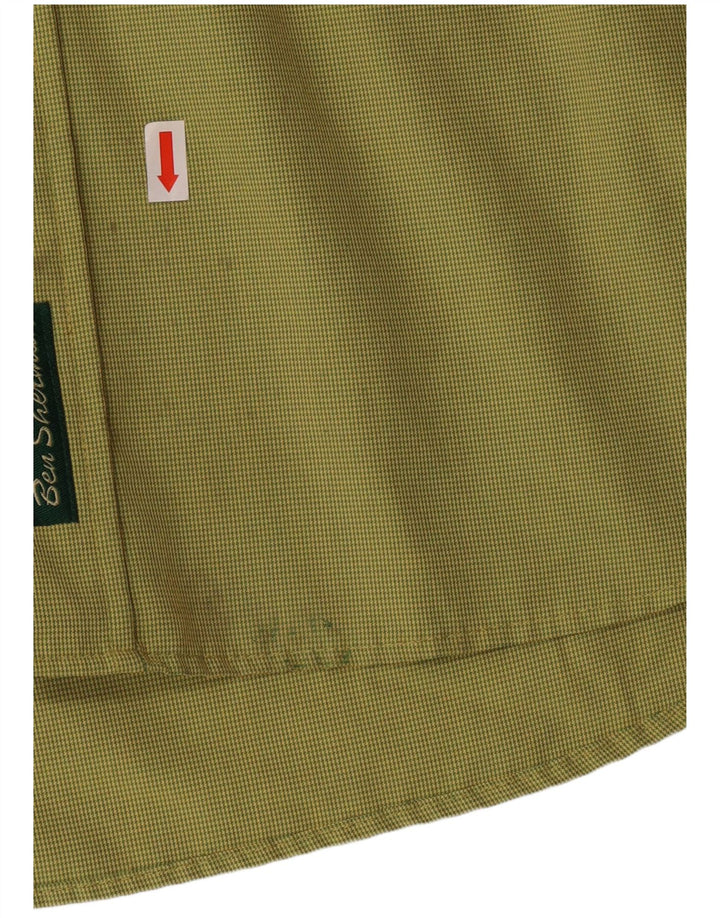 BEN SHERMAN Camisa Hombre XL Pata de Gallo Verde