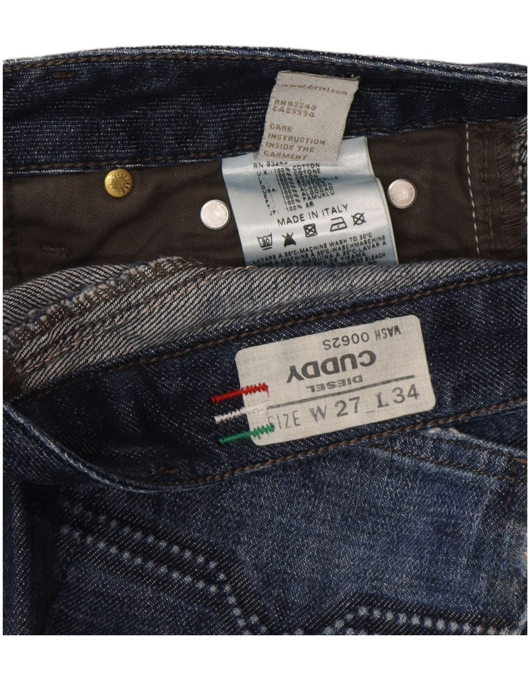 Diesel Mujer Cuddy Vaqueros Slim Desgastados W27 L30 Algodón Azul