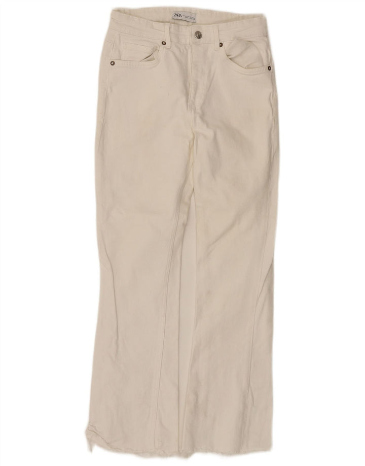 Zara Jeans Acampanados Para Mujer EU 38 Small W28 L26 Algodón Blanco
