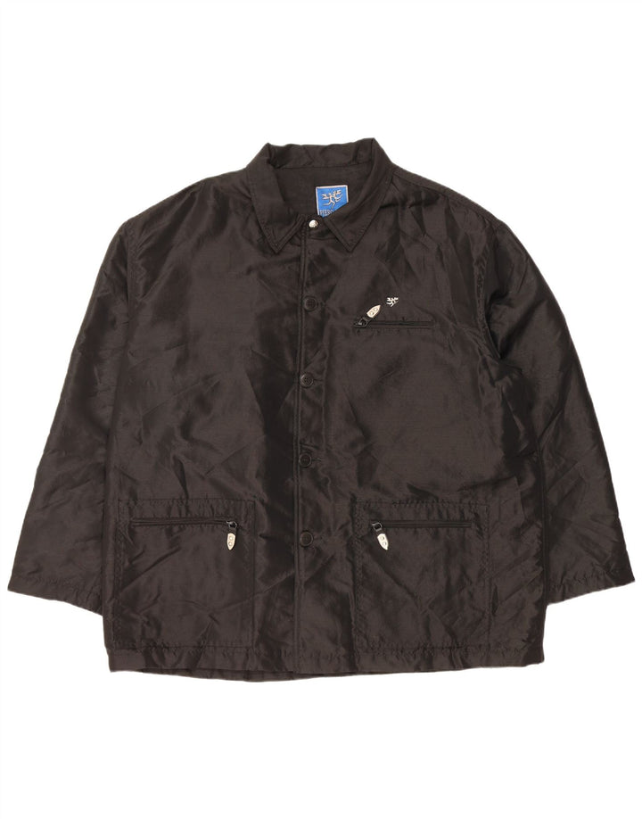 PIERO GUIDI Chaqueta utilitaria para hombre UK 42 XL Nylon negro