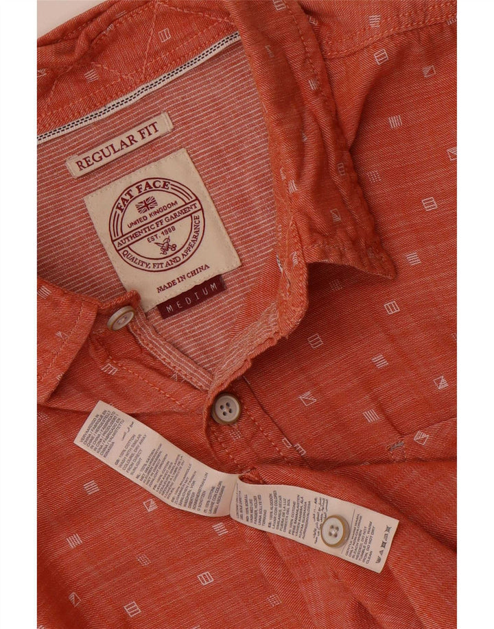 Camisa de hombre de corte regular y manga corta de Fat Face de algodón con lunares en naranja medio