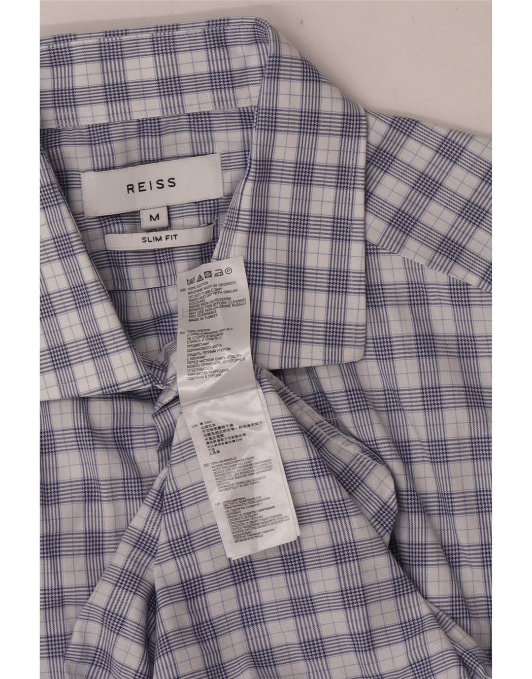 Camisa Reiss Hombre Slim Fit De Algodón A Cuadros Azul Medio