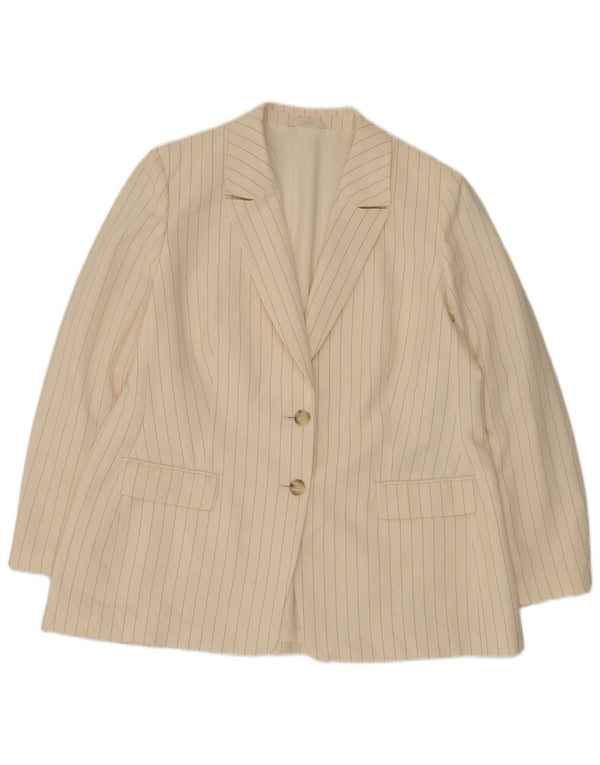 Marks & Spencer Chaqueta tipo blazer de 2 botones para mujer UK 20 2XL Blanco a rayas