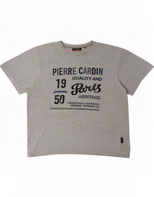Pierre Cardin Camiseta gráfica de ajuste regular para hombre Top 2XL Gris