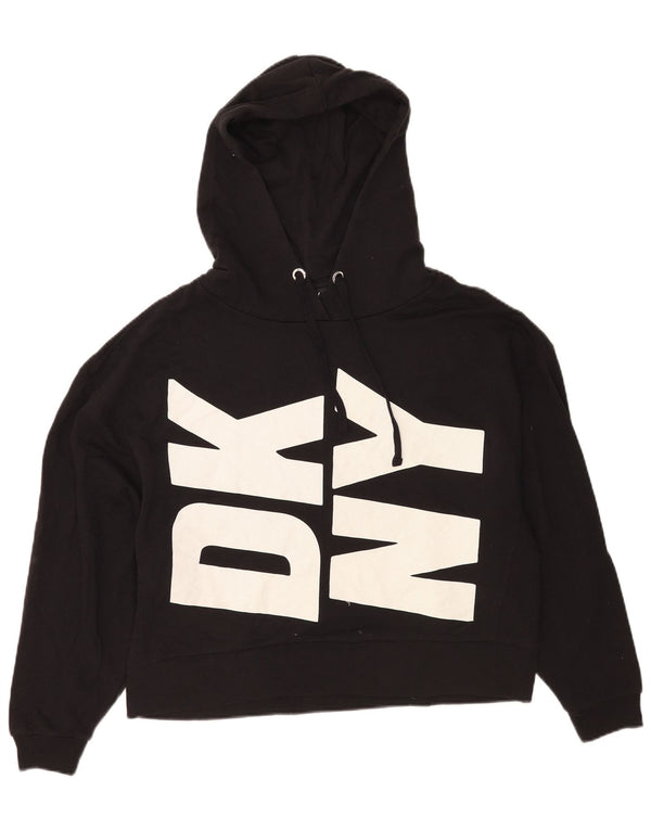 Dkny - Sudadera con capucha para mujer, diseño gráfico, talla grande, algodón negro, talla 10