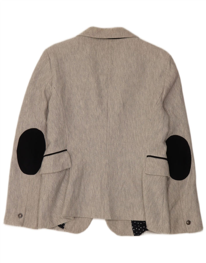 Zara Chaqueta Blazer De 1 Botón para Mujer UK 46 Grande Gris Espiga