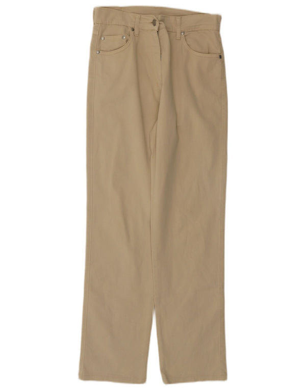 Vintage mujer cintura alta pantalones casuales IT 46 Grande W28 L29 Algodón Beige