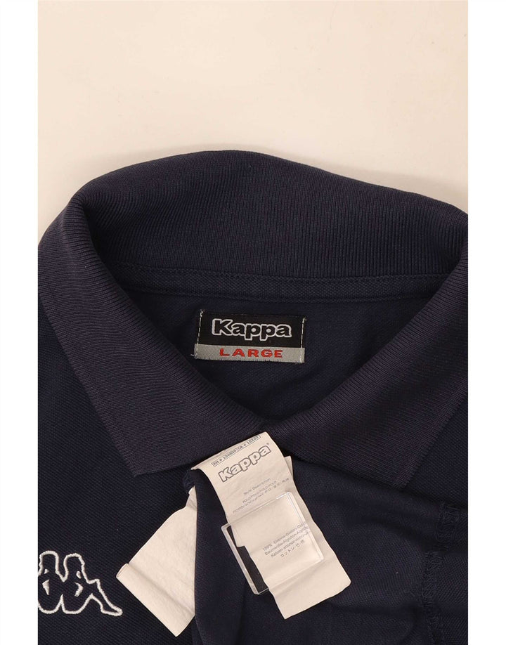 Kappa Mens Graphic Polo Shirt Grande Azul Marino Algodón