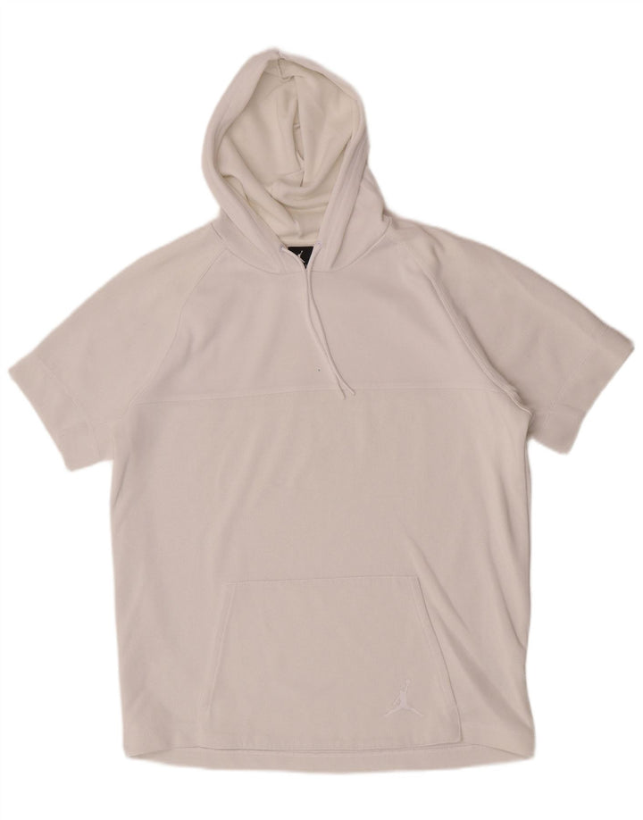 Jordan - Camiseta con capucha para hombre, talla mediana, algodón blanco