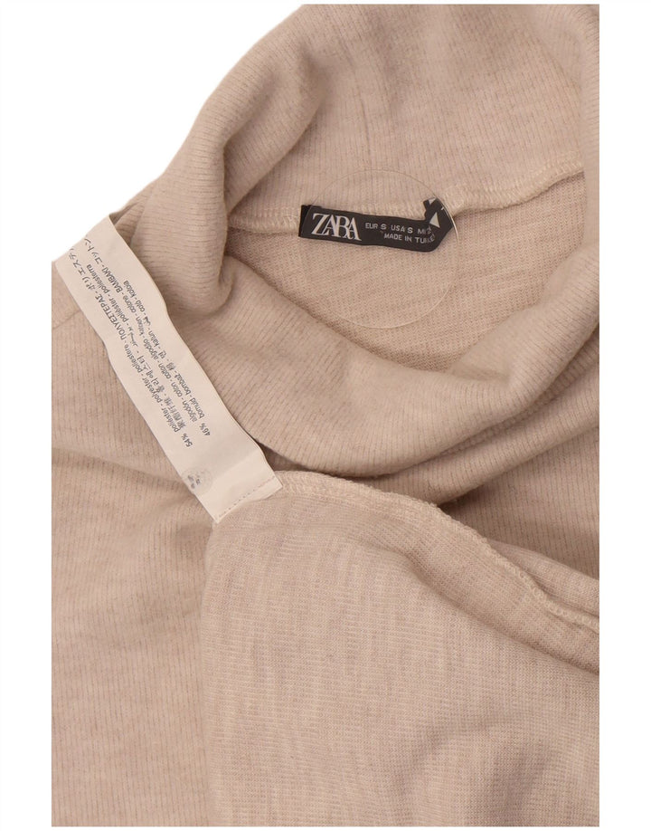 Zara Mujer Chaleco Tank Top UK 8 Small Beige Poliéster