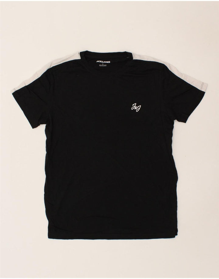 JACK & JONES Mens T-Shirt Top Medium Black Vintage Jack & Jones and Second-Hand Jack & Jones from Messina Hembry 