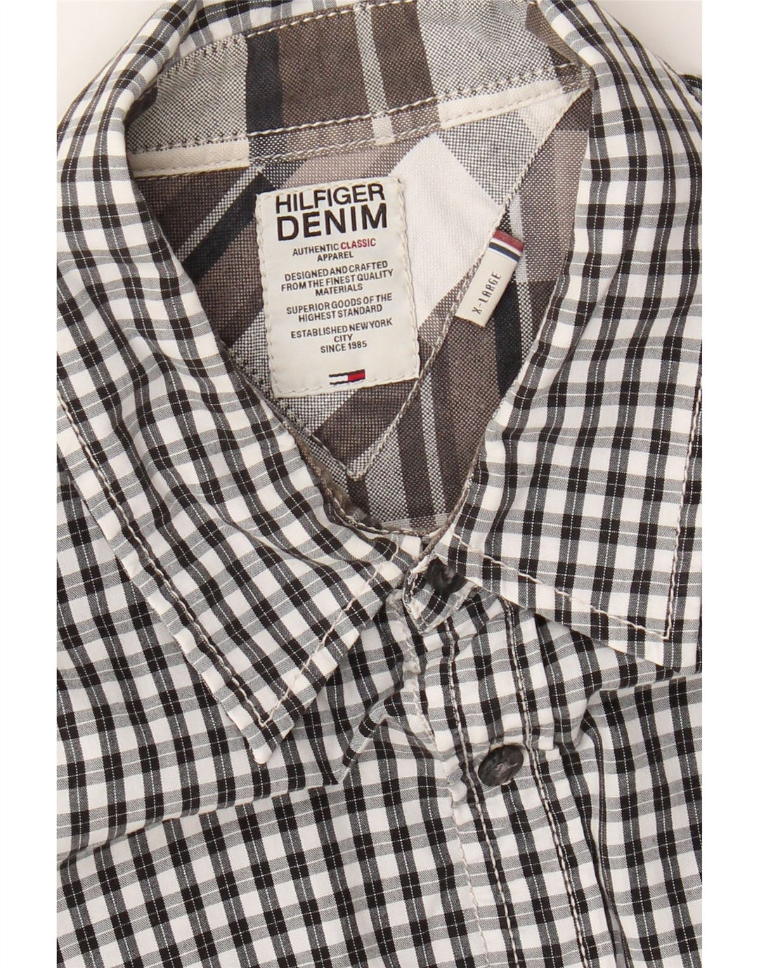 TOMMY HILFIGER Mens Shirt XL Black Check Cotton Vintage Tommy Hilfiger and Second-Hand Tommy Hilfiger from Messina Hembry 