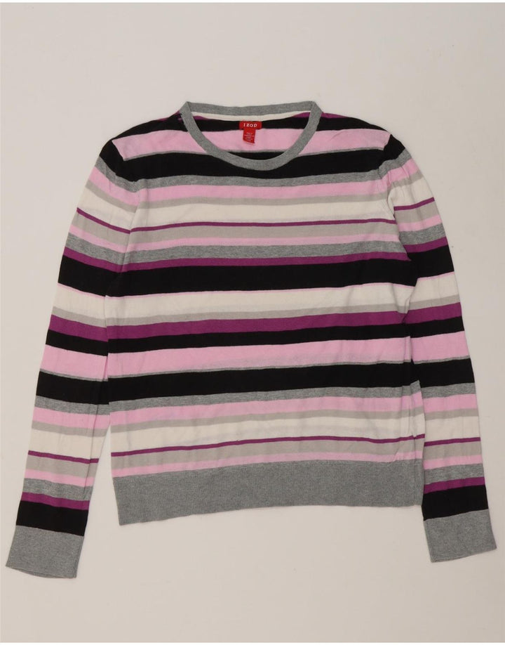 IZOD Womens Crew Neck Jumper Sweater UK 16 Large Multicoloured Striped Vintage Izod and Second-Hand Izod from Messina Hembry 