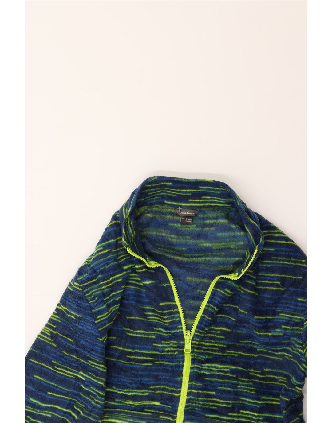 EDDIE BAUER Boys Fleece Jacket 14-15 Years Large  Navy Blue Striped Vintage Eddie Bauer and Second-Hand Eddie Bauer from Messina Hembry 