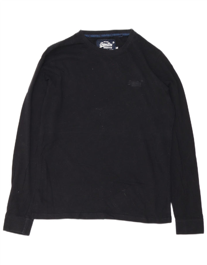 SUPERDRY Hombre Top Manga Larga Algodón Negro Mediano