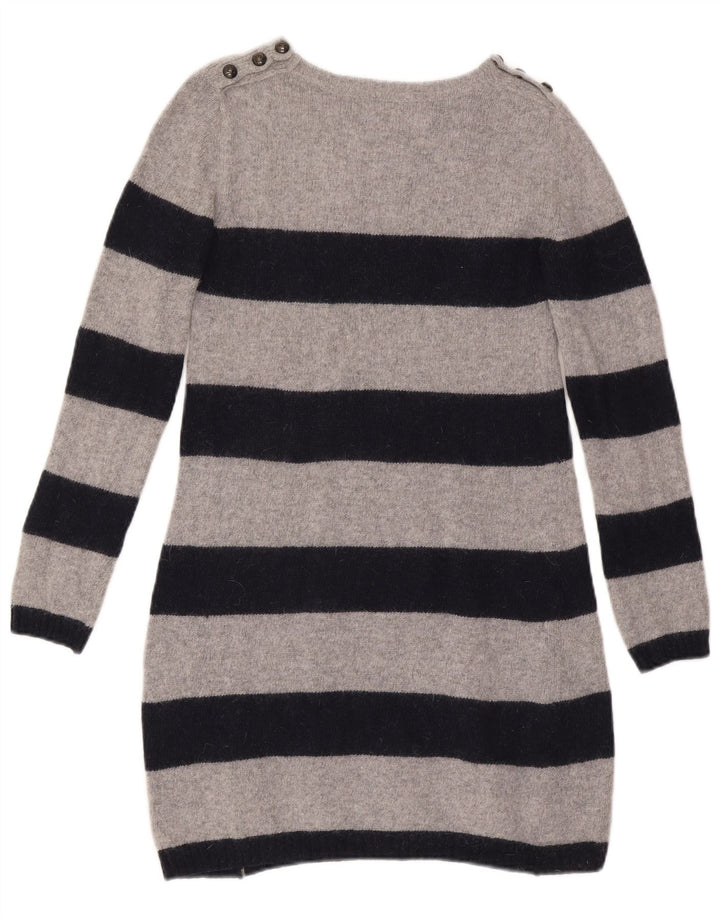 Zara Vestido tipo jersey para mujer UK 40 Lana a rayas gris medio