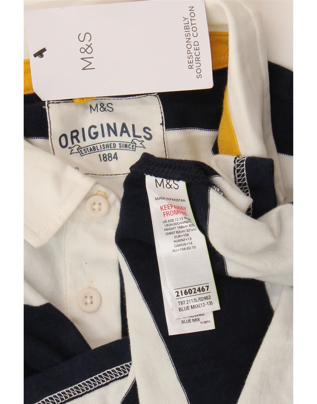 Marks & Spencer Polo de rugby para niño 12-13 años Azul marino Rayas