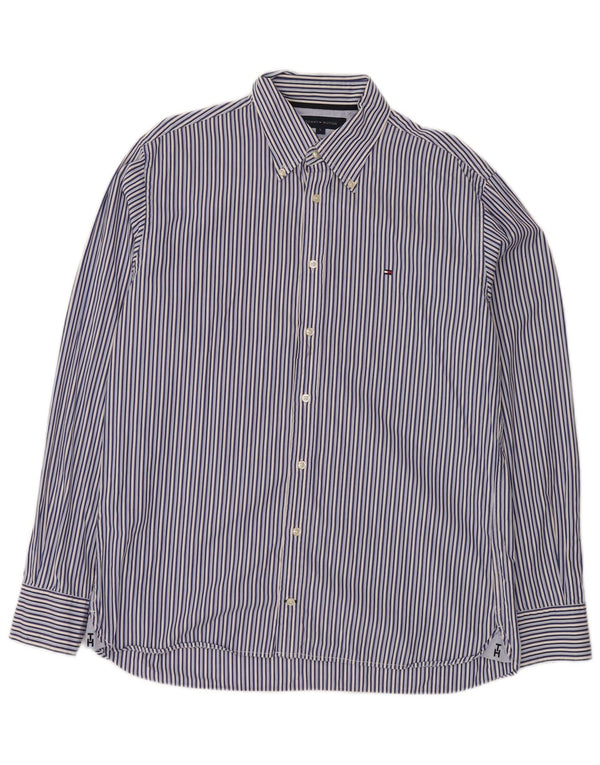 Camisa Tommy Hilfiger Hombre Grande Algodón A Rayas Azul