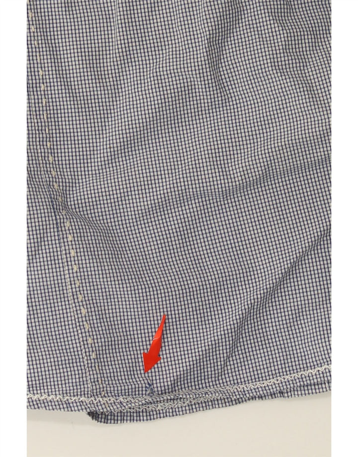 SCOTCH & SODA Camisa militar de manga corta para hombre de algodón a cuadros azul grande