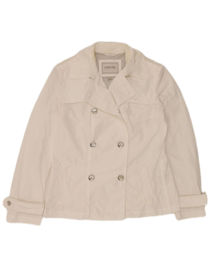 Geox Mujer Respira Pea Coat UK 44 Grande Poliéster Blanco