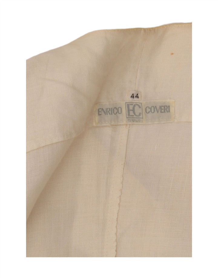 Enrico Coveri Chaqueta tipo blazer de manga corta con 3 botones para mujer IT 44 Medium White