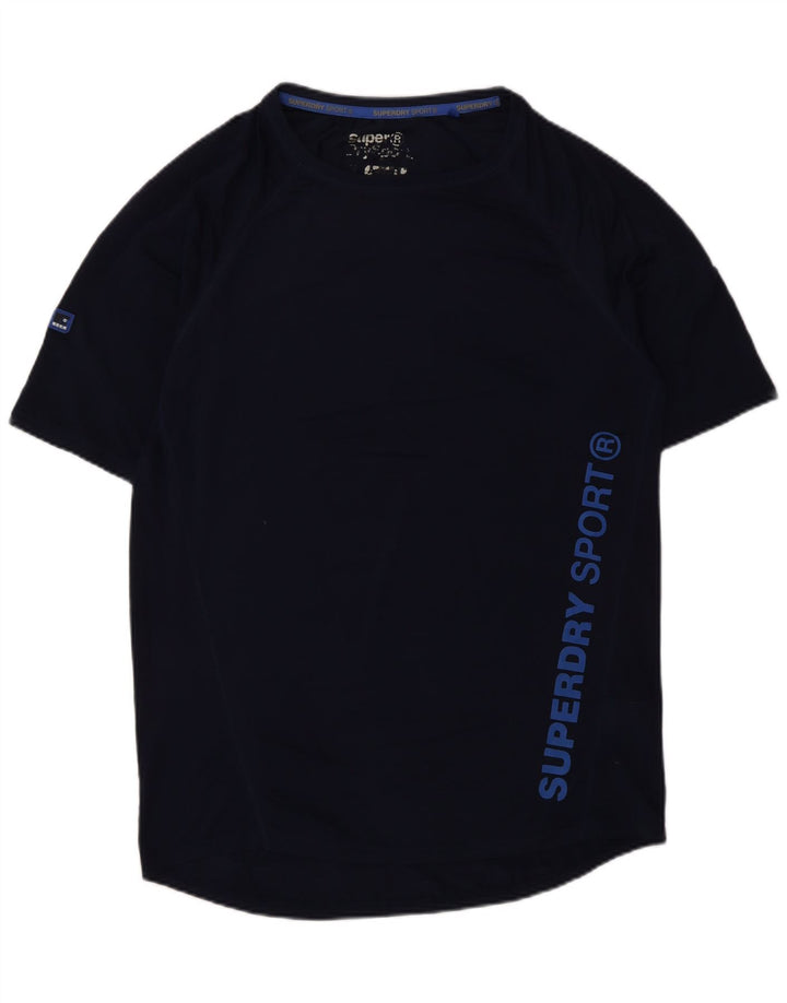 SUPERDRY Camiseta gráfica para hombre Top Small Azul marino Poliéster