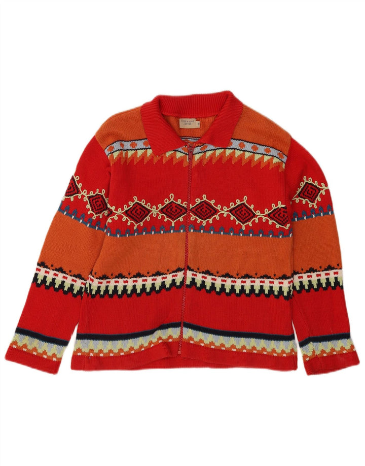 MORE & Jersey Cárdigan para Niño 9-10 Años Rojo Geométrico Algodón