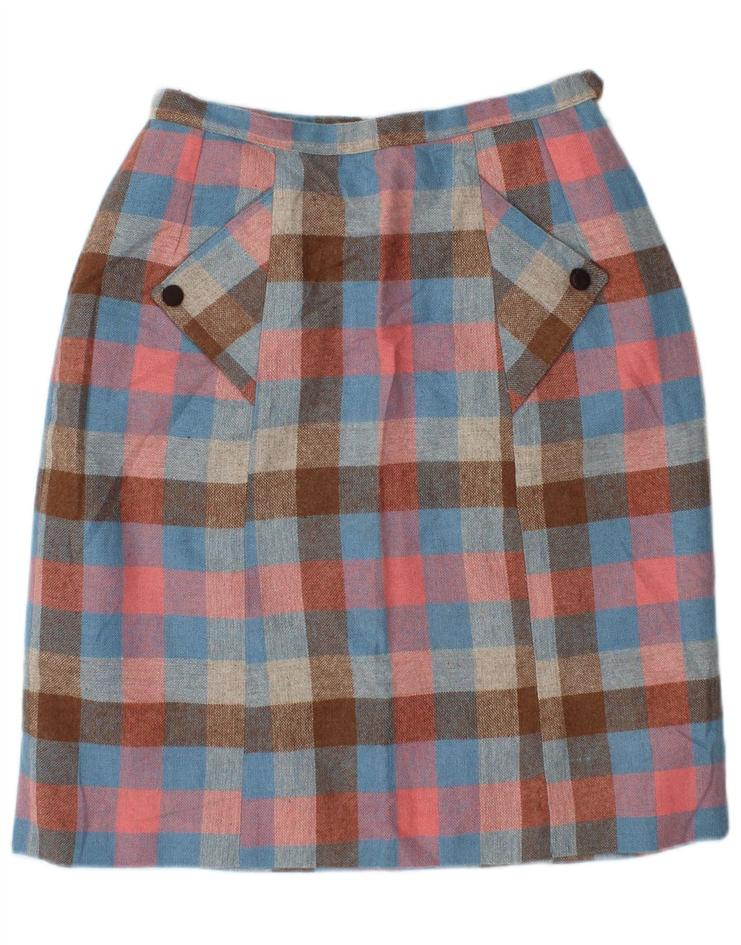 Falda lápiz vintage para mujer W28 Gingham multicolor medio