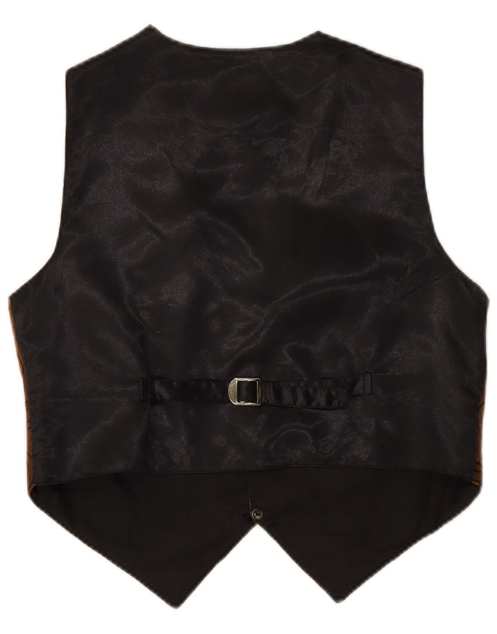 VINTAGE Chaleco de ante para hombre pequeño cuero paisley marrón