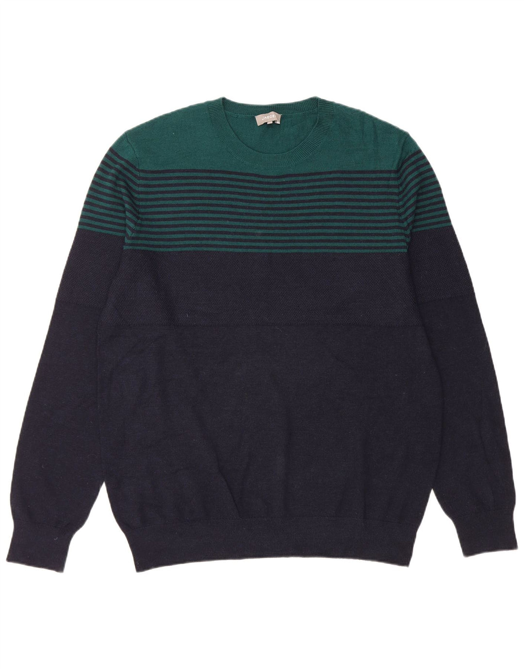 Jaeger Jersey De Cuello Redondo Para Hombre De Lana Color Block Azul Marino Grande