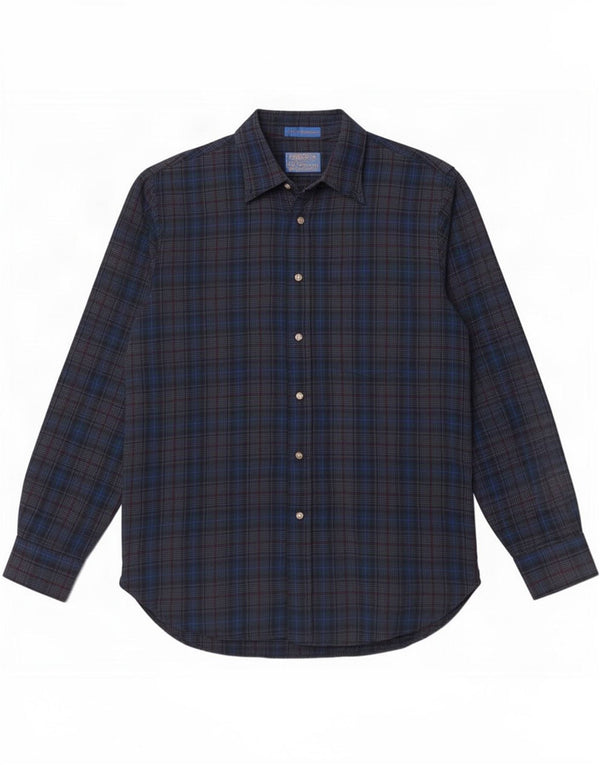 Pendleton Camisa Country Wear para Hombre Lana Virgen a Cuadros Azul Medio