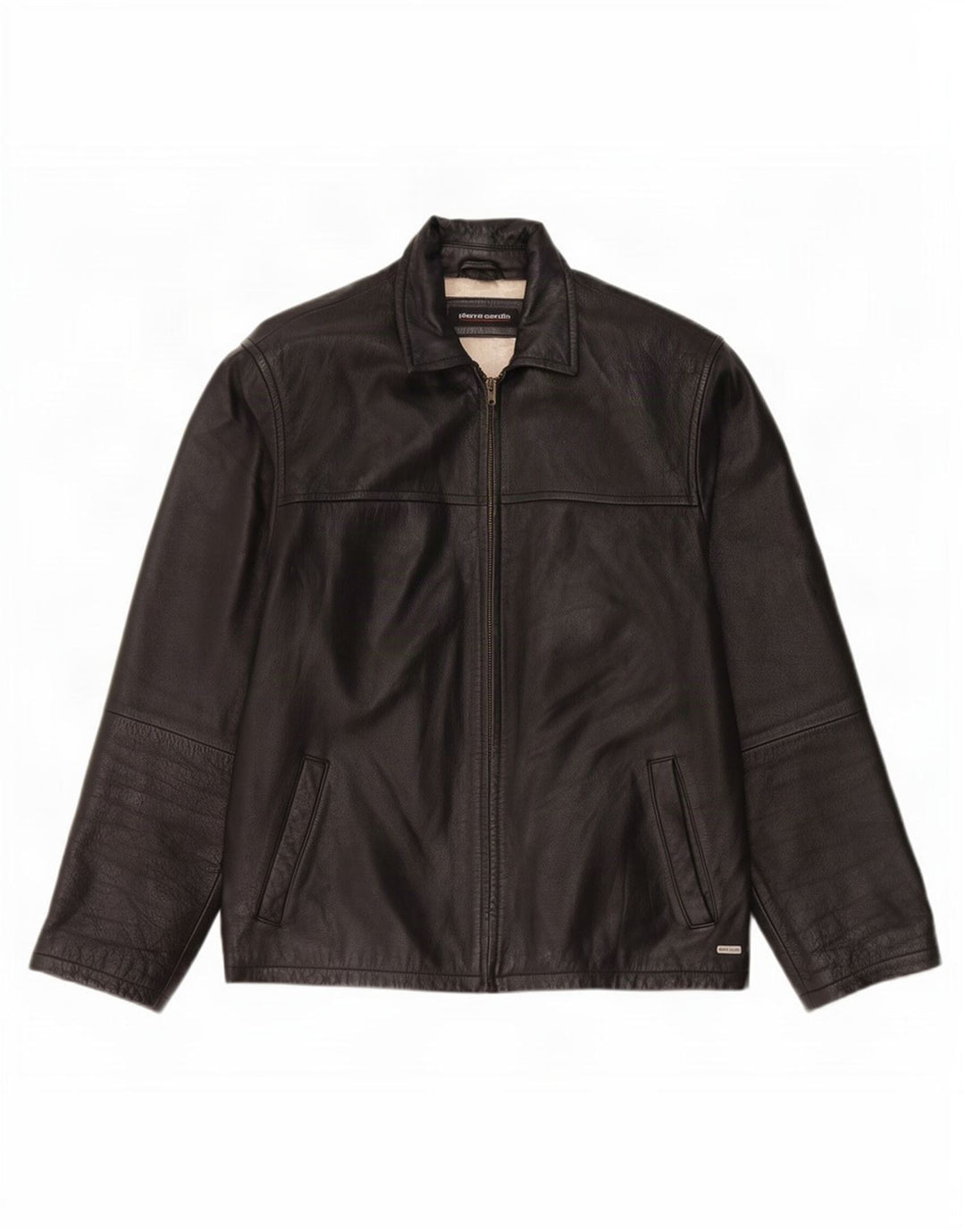 Pierre Cardin Chaqueta de cuero para hombre Reino Unido 40 Grande Negro