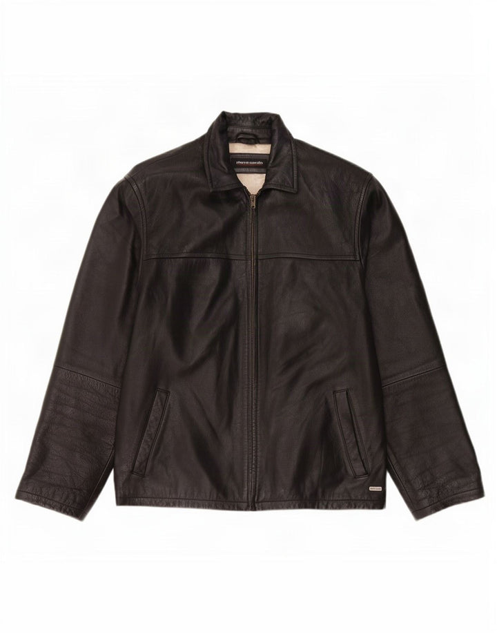 Pierre Cardin Chaqueta de cuero para hombre Reino Unido 40 Grande Negro