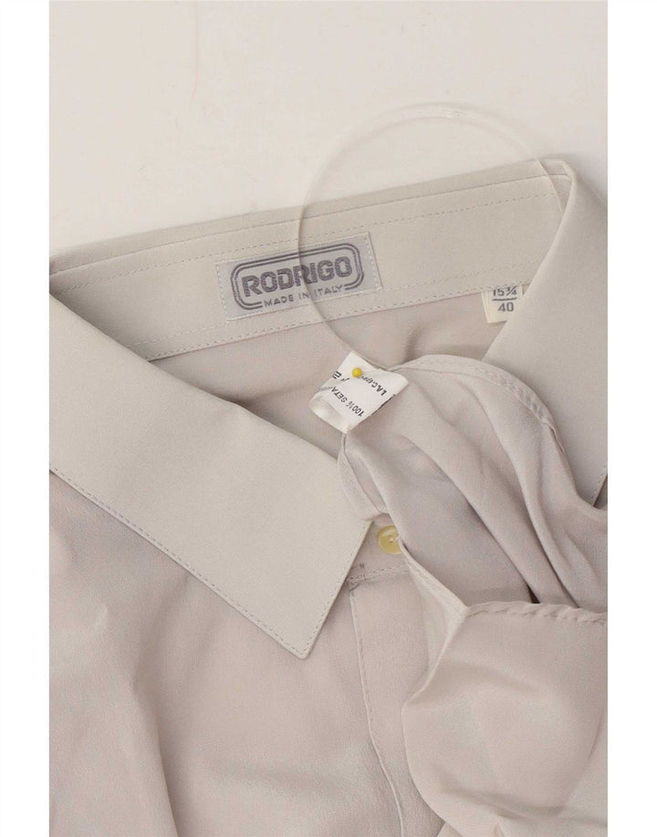 Rodrigo Camisa para hombre Talla 40 15 1/2 Seda gris medio