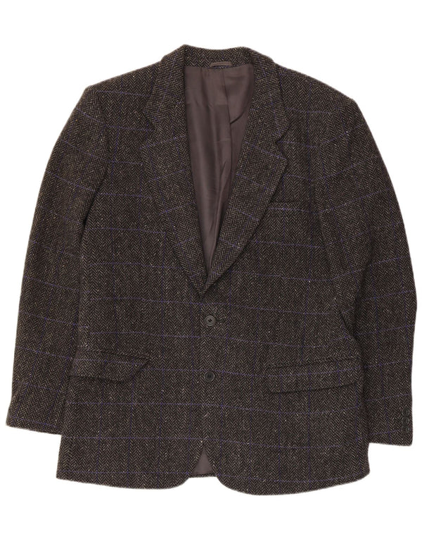 Chaqueta blazer vintage de 3 botones para hombre IT 48 Lana de espiga gris medio